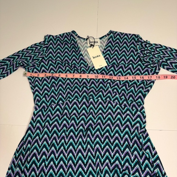 Leota Wave Aqua Faux Wrap Dress M | NWT | Nordstrom $158 - Picture 5 of 8